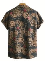 Camiseta Casual de Hombre con Encaje y Patrón Étnico Retro Estilo Campana Manga Corta Cierre de Botones Verano Vintage Camiseta de Hombre con Botones - details 10