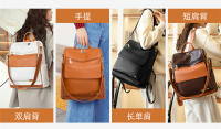 Mochila de cuero blanco y amarillo para mujer, bolsa de trabajo suave y sencilla, con correa para el hombro, informal, de viaje - details 5
