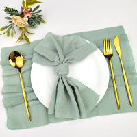 Juego de 6 servilletas de tela de costura de terracota, venta al por mayor de fábrica de algodón, servilletas de tela, toallas de mesa de gasa, decoración de boda, Pascua - details 0