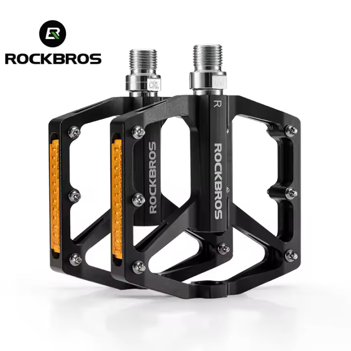 ROCKBROS-par de pedales reflectantes para bicicleta, accesorio de aleación de aluminio, antideslizantes, para montaña y carretera - 1