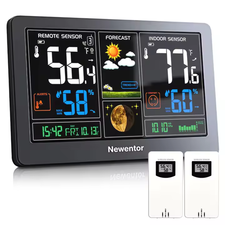 Estación de Tiempo Inalámbrica Q3 Control de Alarma de Sensor Interior y Exterior Horómetro Digital - 1