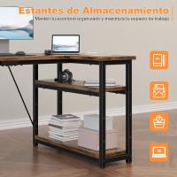 110x80 cm Almacenamiento Esquina Estante Reversible Estable Ornador en L Oficina Estudio o Secretaria Marrón - details 4