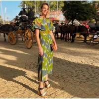 OUWU-Vestido midi con diseño sin espalda para mujer, elegante con estampado, cuello vuelto, mangas abullonadas, corte en A, novedad de verano 2024 - details 14