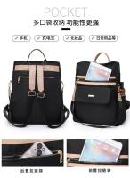 Mochila De Trabajo ligera para mujer, morral de viaje informal, resistente al agua, color negro y rosa - details 8