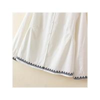 Tops de algodón con cuello levantado para mujer, blusas holgadas de manga larga con dobladillo bordado, ropa curva, talla grande, 4XL, primavera - details 9