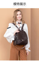 Mochila de cuero genuino para mujer, bolso de moda, bolsas de viaje antirrobo, estilo urbano, plegable, de cuero suave, bolso trasero vintage, bolsas impermeables, estilo punk, personalidad callejera - details 16