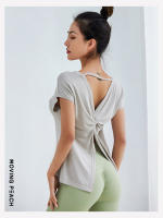 Camiseta deportiva de manga corta para mujer, Top de Fitness, ropa deportiva para Yoga, FTM, Moving Peach - details 6