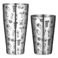 Juego de latas Boston con coctelera de cola de barra con patrón grabado - 800 ml y 500 ml - details 2