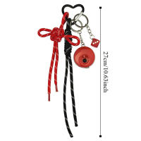 Llavero con lazo de perlas de cuero brillante Ins Y2k, colgante de mochila con corazón de amor, borla larga hecha a mano, llavero con lazo 3D, regalo para niñas - details 0
