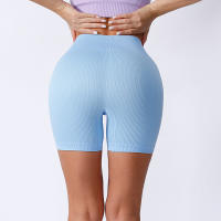 Nueva moda de verano, pantalones cortos deportivos de Yoga sin costuras de cintura alta con realce de cadera y línea incómoda para mujer - details 2