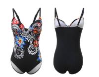 Trajes de baño de una pieza con estampado floral para mujer, traje de baño cerrado de talla grande, con elevador, para piscina y playa - details 10