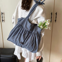 Bolso de Hombro de Algodón y Lino de Gran Capacidad 2025 Bolso Plisado Dulce y Perezoso - details 8