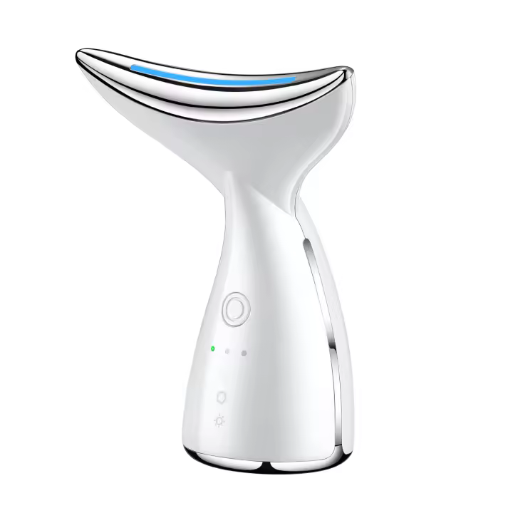 Masajeador facial y de cuello para el cuidado de la piel Masajeador eléctrico de elevación de cuello y cara con 45 ℃   Calor y 3 modos de masaje para arrugas Masajeador facial para cuello - 1