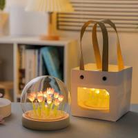 Flor de tulipán Artificial, adornos de luz nocturna hechos a mano, mesita de noche DIY, lámpara LED de noche, decoración de escritorio para dormitorio, regalos de cumpleaños, lámpara de mesa - details 9