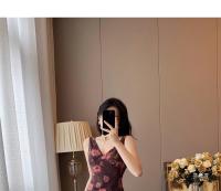Vestido floral francés para mujer, nuevo diseño de verano, temperamento sin mangas, cintura alta adelgazante, falda larga de cola de pez - details 8