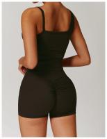 Pantalones cortos de Yoga de cintura alta afilados para mujer, pantalones cortos deportivos ajustados de secado rápido con realce de melocotón para correr y Fitness - details 18