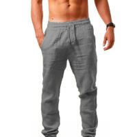 Pantalones Largos Ligeros Para Hombre Verano Color Sólido Transpirables Pantalones Casuales Con Cintura Elástica Harajuku - details 3