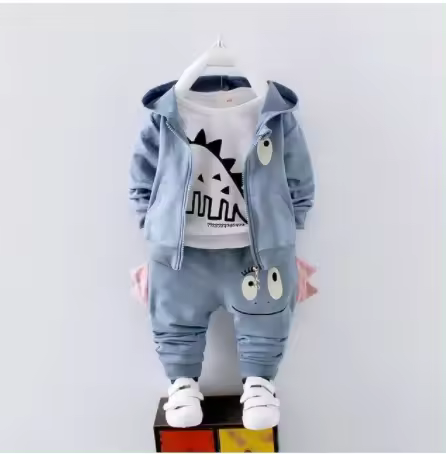 Conjunto de ropa de bebé, ropa de algodón de dibujos animados para niños pequeños, ropa de bebé de tres piezas - 1