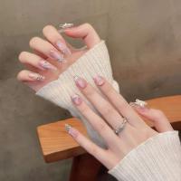 10 uñas adhesivas de ojo de gato rosa de bailarina francesa hechas a mano y juego completo de uñas postizas - details 8