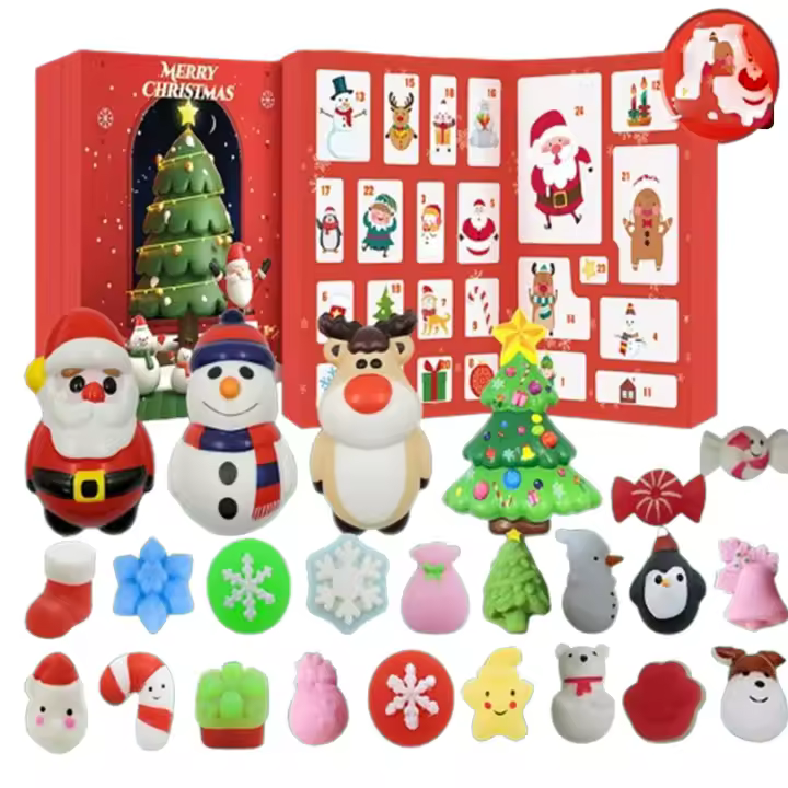 Calendario de Aventuras 2024 Cuento de 24 Días hasta Navidad con 4 Animales de Peluche Gigantes y 20 de Arroz Pegajoso Adecuado para Adultos, Niñas, Niños Decoración y Iluminación - 1