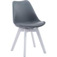 Butaca De Salón Borneo V2 En Simil Cuero & Base De Madera I Silla De Comedor En Estilo Nórdico, Color:Gris, Color del Marco:Blanco - details 1