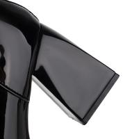 Botas hasta la rodilla de otoño e invierno, tacones súper altos, botas de cuero negro, actuación de pole dance, botas de mujer, cremallera lateral - details 6