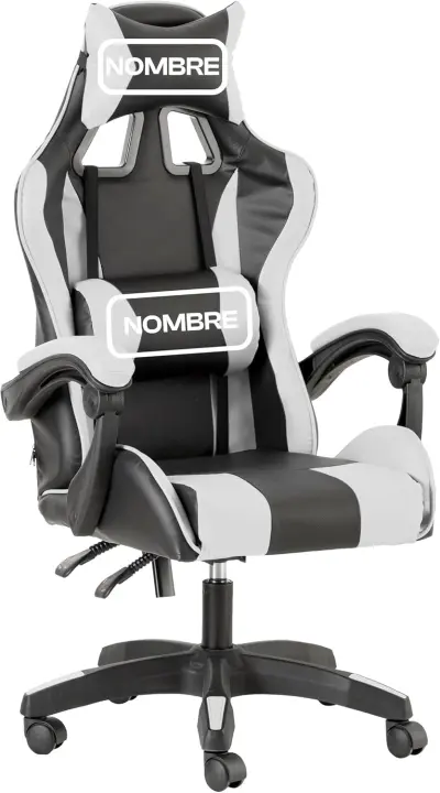 Silla De Gaming Azul y Negra, Silla Ergonómica de Oficina con Respaldo Regulable de 90 °   a 120 ° , con Reposacabezas, reposabrazos y Soporte Lumbar. Rotación omnidireccional de 360 ° - 1