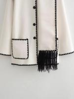Chaqueta elegante suelta de media temporada para mujer, cuello con bufanda en zigzag, ropa de moda, otoño e invierno, 2024 - details 25