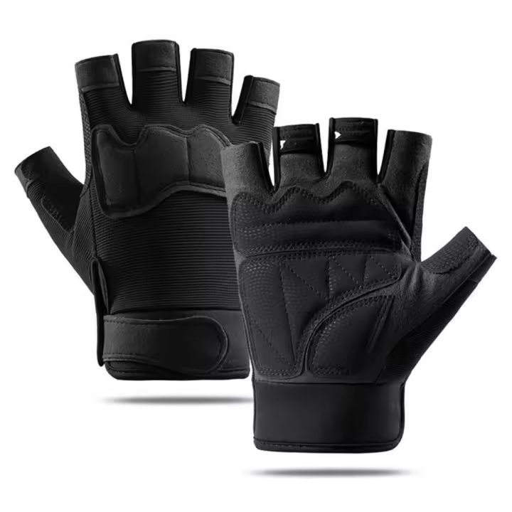 Guantes de motocicleta resistentes al desgaste, guantes de carreras de cuero de cabra Vintage, guantes antideslizantes sin dedos, guantes de medio dedo para deportes al aire libre - 1