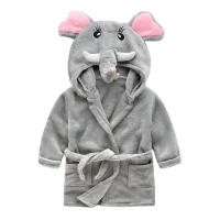 Albornoz de dibujos animados para niños, pijamas de franela de manga larga con capucha, ropa de casa para bebés - details 0