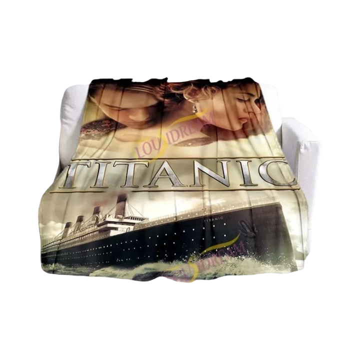 Manta De Peluche Coral Schöne Liebe Titanic Con Personajes Rose DeWitt Bukater Y Jack Dawson Para Picnic Y Viajes Estilo Clásico 100% Poliéster Antipelusa Portátil Rectangular