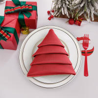 Juego de 6/12/24 servilletas de tela decorativas navideñas de color sólido de 40x40cm adecuadas para restaurantes y reuniones familiares - details 0