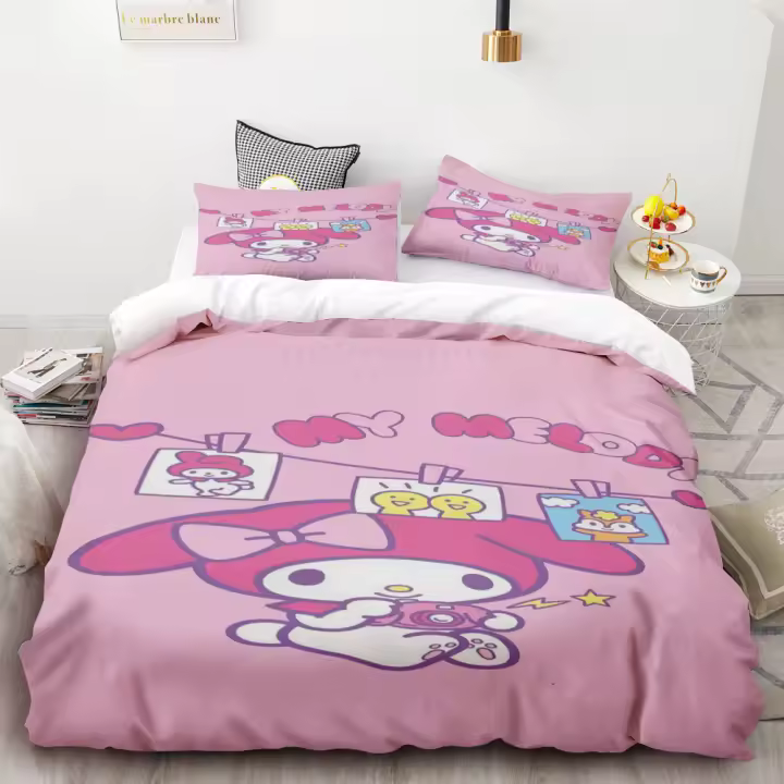 Funda de Almohada de Dibujos Animados Rosa Conjunto de Ropa de Cama Cómoda para Habitación de Niños y Adolescentes Regalo Ideal - 1
