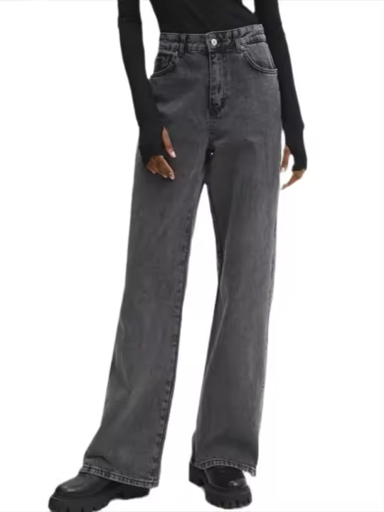 Pantalones vaqueros de mezclilla de cintura baja para mujer, pantalones grandes con moda coreana suelta - 1