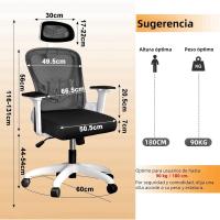 Silla de Oficina Ergonómica con Soporte Lumbar, Función Basculante, Reposacabezas Ajustable, Reposabrazos y Altura Ajustables, Asiento de Malla Transpirable, Silla Giratoria para Ordenador - details 16