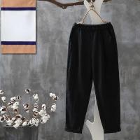 Pantalones de mujer de lino y algodón pantalones hasta el tobillo elásticos casuales sueltos primavera / verano - details 10