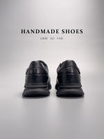 Zapatos hechos a mano, zapatos deportivos, zapatos de cuero para hombre, versátiles, pequeños, negros, que aumentan la altura. - details 17