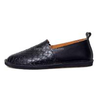 Nuevos zapatos negros planos De alta calidad para hombre, mocasines De cuero genuino, zapatos informales clásicos 2025 - details 1