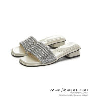 Zapatillas de tacón grueso con diamantes de imitación nuevas medias zapatillas ropa exterior de mujer con falda casual moda versátil sandalias - details 8