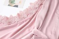 Ence Conjunto de bata de flores para mujer, kimono de boda con correa de cinta, ropa de dormir, 2 piezas - details 7