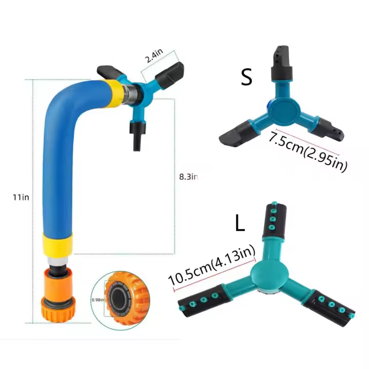 Aspersor de trampolín giratorio de 360 ​​grados, riego automático en espiral, aspersor de ducha para mascotas, boquilla de riego de jardín ajustable - 1