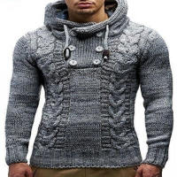 Sudadera con capucha de cuello alto para hombre, suéter extragrande, ropa de otoño invierno 2024 - details 5