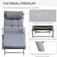 Hamaca Plegable para Jardín con Resaldo Ajustable 7 Posiciones, Carga Máx. 165 kg, Longitud 137x63,5x100,5 cm Gris - details 6