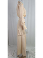 Women casual 2 pieces set elegant turn down collar long sleeve shirt and wide leg pants - details 7