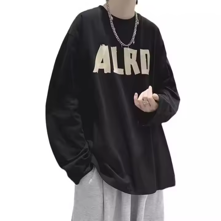 Camiseta de Manga Larga de Moda Ropa Interior Suelta para Hombres en Primavera y Otoño - 1