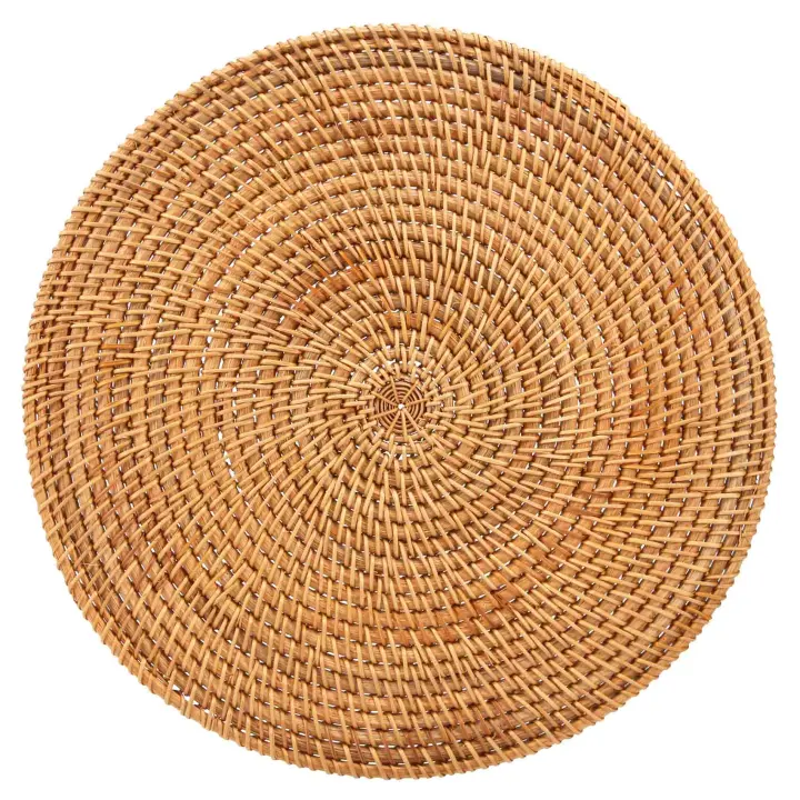 Manteles individuales de ratán tejidos a mano, manteles redondos de mimbre, manteles individuales tejidos naturales para mesa de cena, esteras resistentes al calor - 1