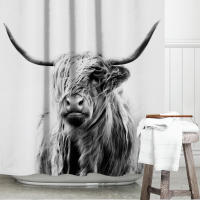 Cortinas De Ducha divertidas para baño, decoración con ganchos, impermeables, 3D tela De poliéster, lindo gato, dinosaurio - details 26