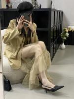 Zapatos de tacón alto plateados puntiagudos para mujer stiletto back zapatos individuales vacíos nuevos con falda bolsa cabeza sandalias zapatos de mujer - details 47