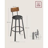 Taburetes de Bar Juego de 2, Tapizados de PU, Taburete Alto con Reposapiés, Montaje Sencillo, Industrial para Cocina, Comedor Marrón Rústico y Negro - details 2