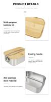 Fiambrera Portátil para Picnic al Aire Libre, juego de Cocina de Acero Inoxidable para Camping, Tajadera de Madera de Bambú - details 5